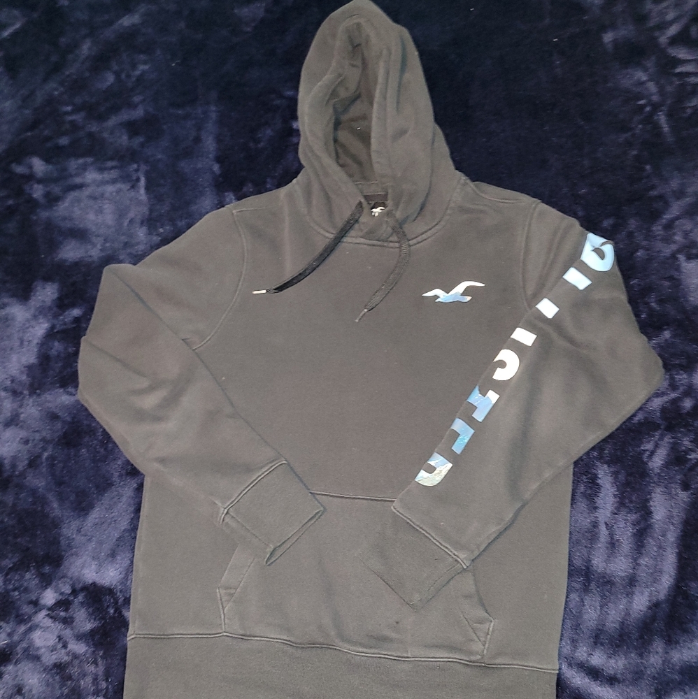 Hollister Hoodie with Sleeve Logo Print (Black)